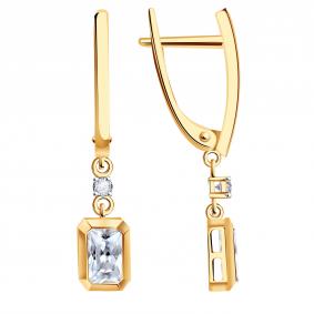Золотые серьги ТД Эстет 01С1115774Р с фианитом 01С1115774Р фото