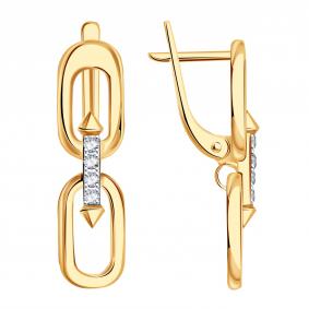 Золотые серьги ТД Эстет 01С1115855Р с фианитом 01С1115855Р фото