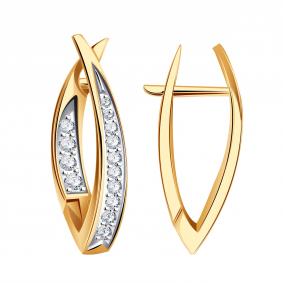 Золотые серьги ТД Эстет 01С112211 с фианитом 01С112211 фото