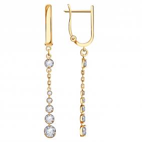 Золотые серьги ТД Эстет 01С114482 с фианитом 01С114482 фото