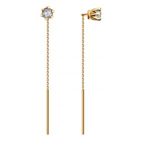 Золотые серьги ТД Эстет 01С114754 с фианитом 01С114754 фото