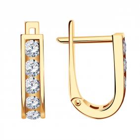 Золотые серьги ТД Эстет 01С114829 с фианитом 01С114829 фото