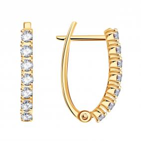 Золотые серьги ТД Эстет 01С114897S с фианитом 01С114897S фото