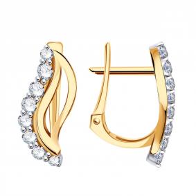 Золотые серьги ТД Эстет 01С115144 с фианитом 01С115144 фото