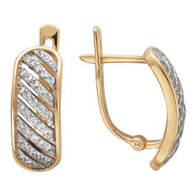 Золотые серьги ТД Эстет 01С115302 с фианитом 01С115302 фото