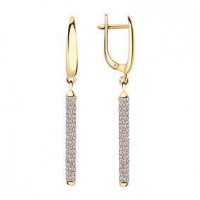 Золотые серьги ТД Эстет 01С115334 с фианитом 01С115334 фото