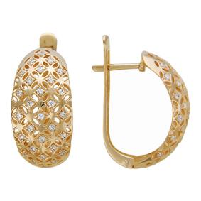 Золотые серьги ТД Эстет 01С115435 с фианитом 01С115435 фото