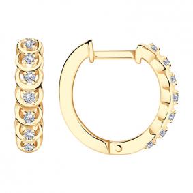 Золотые серьги ТД Эстет 01С115582 с фианитом 01С115582 фото