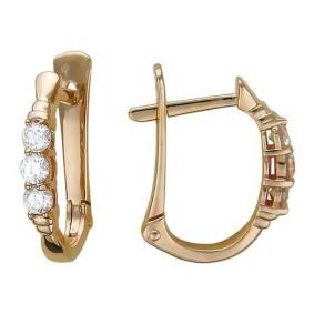 Золотые серьги ТД Эстет 01С115584 с фианитом 01С115584 фото