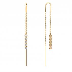 Золотые серьги ТД Эстет 01С115595 с фианитом 01С115595 фото