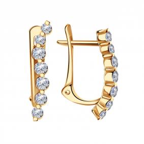 Золотые серьги ТД Эстет 01С115707 с фианитом 01С115707 фото