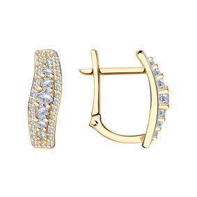 Золотые серьги ТД Эстет 01С115812 с фианитом 01С115812 фото