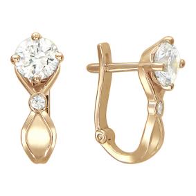 Золотые серьги ТД Эстет 01С116362 с фианитом 01С116362 фото