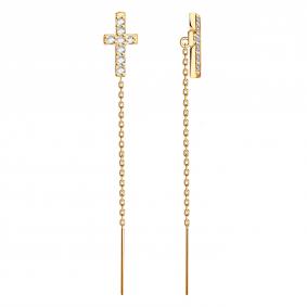 Золотые серьги ТД Эстет 01С116483S с фианитом 01С116483S фото