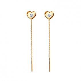 Золотые серьги ТД Эстет 01С117247 с фианитом 01С117247 фото