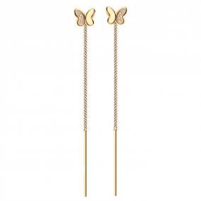 Золотые серьги ТД Эстет 01С117251 с фианитом 01С117251 фото