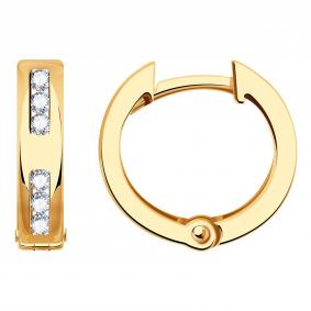 Золотые серьги ТД Эстет 01С117324 с фианитом 01С117324 фото