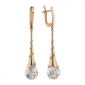 Золотые серьги ТД Эстет 01С118325 с фианитом 01С118325 фото