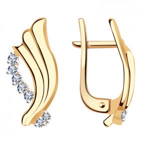 Золотые серьги ТД Эстет 01С118817 с фианитом 01С118817 фото