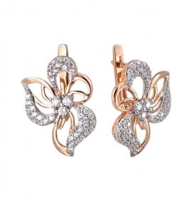 Золотые серьги ТД Эстет 01С118834 с фианитом 01С118834 фото