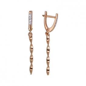 Золотые серьги ТД Эстет 01С119123 с фианитом 01С119123 фото