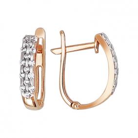 Золотые серьги ТД Эстет 01С119145 с фианитом 01С119145 фото