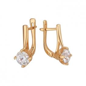 Золотые серьги ТД Эстет 01С119288 с фианитом 01С119288 фото