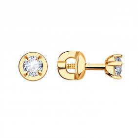 Золотые серьги ТД Эстет 01С119306 с Swarovski 01С119306 фото