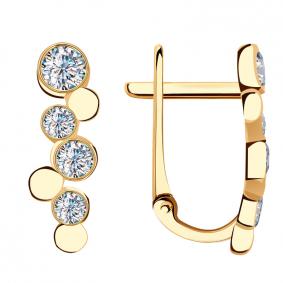 Золотые серьги ТД Эстет 01С119709 с фианитом 01С119709 фото