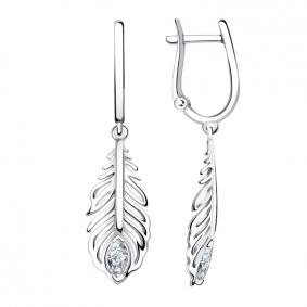 Серьги из белого золота ТД Эстет 01С1210630 с фианитом 01С1210630 фото