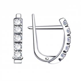 Серьги из белого золота ТД Эстет 01С121117 с фианитом 01С121117 фото