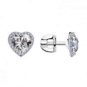 Серьги из белого золота ТД Эстет 01С1211260 с Swarovski 01С1211260 фото