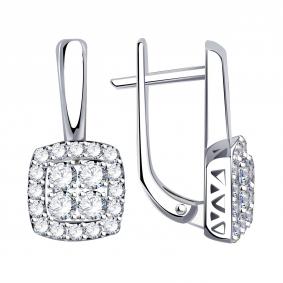 Серьги из белого золота ТД Эстет 01С1213508 с фианитом 01С1213508 фото