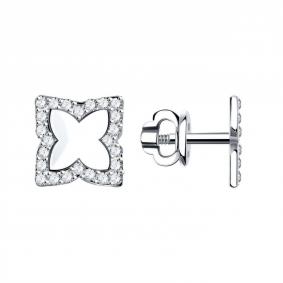 Серьги из белого золота ТД Эстет 01С1213921 с фианитом 01С1213921 фото