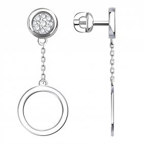 Серьги из белого золота ТД Эстет 01С1214227 с фианитом 01С1214227 фото