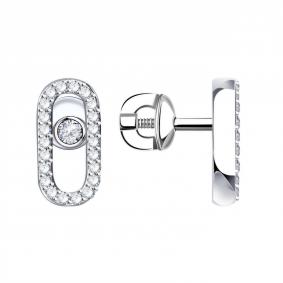 Серьги из белого золота ТД Эстет 01С1214338 с фианитом 01С1214338 фото