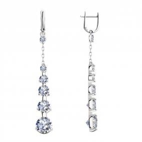 Серьги из белого золота ТД Эстет 01С124482 с фианитом 01С124482 фото