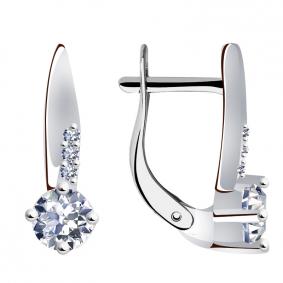 Серьги из белого золота ТД Эстет 01С125829 с фианитом 01С125829 фото