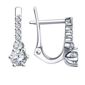 Серьги из белого золота ТД Эстет 01С125831 с фианитом 01С125831 фото
