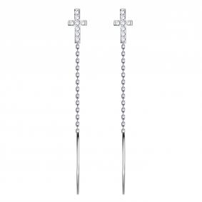 Серьги-кресты из белого золота ТД Эстет с фианитом 01С126483 01С126483 фото