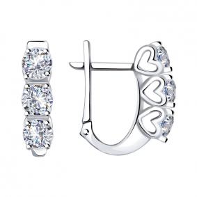 Серьги из белого золота ТД Эстет 01С129302 с фианитом 01С129302 фото