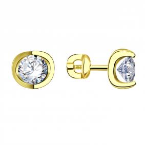 Серьги из лимонного золота ТД Эстет 01С1313417 с фианитом 01С1313417 фото