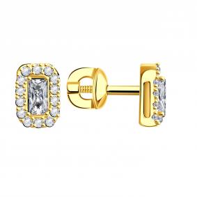 Серьги из лимонного золота ТД Эстет 01С1313759 с фианитом 01С1313759 фото