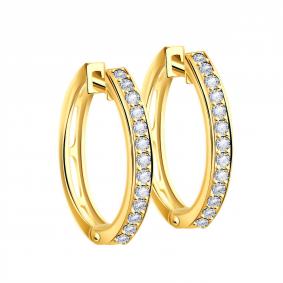 Серьги из лимонного золота ТД Эстет 01С1313918 с фианитом 01С1313918 фото