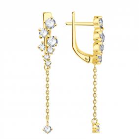 Серьги из лимонного золота ТД Эстет 01С1314274 с фианитом 01С1314274 фото