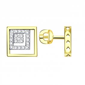 Серьги из лимонного золота ТД Эстет 01С1314447Р с фианитом 01С1314447Р фото