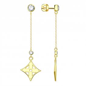 Серьги из лимонного золота ТД Эстет 01С1314463 с фианитом 01С1314463 фото