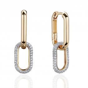 Серьги-трансформеры из лимонного золота ТД Эстет с фианитом 01С1315174Р 01С1315174Р фото