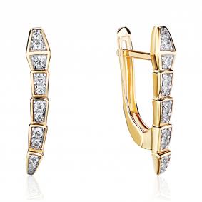 Серьги Символ года Змея из лимонного золота ТД Эстет с фианитом 01С1315191Р 01С1315191Р фото