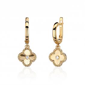 Серьги из лимонного золота ТД Эстет 01С1315234 с фианитом 01С1315234 фото